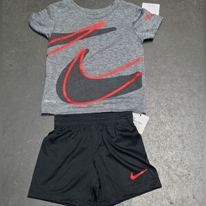 Nike Kids Gray and Black Shirt & Shorts Set